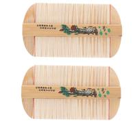 Anneome 2 pièces Peigne Bambou Dense Double Face Anti-pelliculaire Portable Peigne Doux sans Dommages pour Démêler et Soigner Cheveux