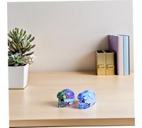 Anneome 2 Pièces Skull Crystal Stone Hand Carved Skeleton Sculptures for Halloween Home Decor Rainbow Effect Compact Finish