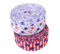 Anneome 2 Rouleaux Rubans Décoratifs en Tissu Réutilisables pour Emballage Présent Motifs Patriotiques Vibrants et Couleurs Variées, pour Couronnes DIY et Décoration du 4 Juillet