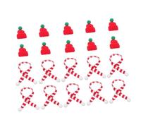 Anneome 20 Pièces Mini Christmas Knitting Hats and Scarves Set for DIY Crafts Cute Doll Hats Miniature Knit Caps and Scarves Festive Holiday Decoration