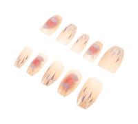 Anneome 24 pièces Faux Ongles Courts Forme Cercueil avec Fleurs Brillantes Design Amovible Style Danseuse pour Femmes