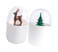 Anneome 2pièces Boîte De Rangement Animal Plante Support à -Dents Et Conteneur pour Cotons-tiges De Faon Sapin De Noël Pratique Et Décoratif