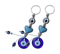 Anneome 2pièces Porte-clés Bleu Œil Mauvais Lot De Pendentifs Décoratifs Anti-mauvais Œil Accessoires Pour Clés Sacs Et Bagages