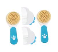 Anneome 2Set Brosse et Peigne Garçon Fille Doux pour Chevelu Sensible Brosse Croûte de Lait et Peigne Démêlant Né Kit Soin Capillaire Quotidien Bleu