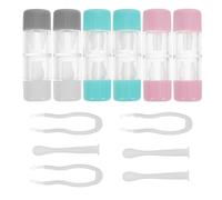 Anneome 3 Ensembles 3 Étuis de Voyage pour Lentilles de Contact avec Kit D’Outils D’Aspiration Douce, Boîtes en Plastique et Silicone Colorées Rangement Hygiénique et Portable