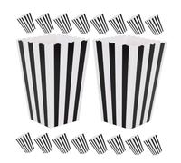 Anneome 32 Pièces Boîtes Popcorn Papier à Rayures Noires Conteneurs à Popcorn Réutilisables pour Fête Anniversaire Soirée Cinéma Boîtes à Pop Corn Carton pour Garçon Fille et Adultes