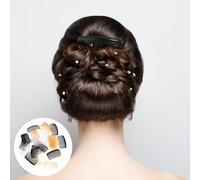 Anneome 36 Pièces Set de Peignes Latéraux Plastique pour Cheveux Épais Accessoires DIY pour Peignes Français Multifonctions Blanc Noir et Transparent Café