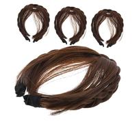 Anneome 4 Pièces Bandeau Perruque Synthétique avec Frange Naturelle Extensions de Cheveux Tressés Fausse Frange pour Femmes Topper Léger et Discret pour Visage Varié
