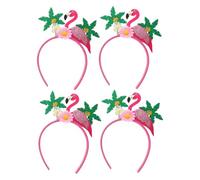 Anneome 4 Pièces Bandeaux Flamant Hawaïens Accessoires Cheveux Femme Légers et Confortables Design Tropical avec Fleurs et Palmiers pour Fête Plage Luau Carnaval