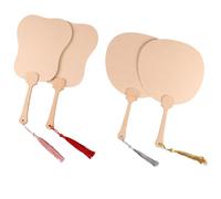 Anneome 4 Pièces Éventail Mini Chinois Vierge en Papier Bambou pour DIY | Surface Lisse et Décorative, Léger à Porter, pour Ateliers D’art, Extérieur, Enseignants et Événements Couleur Aléatoire