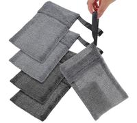 Anneome 4 pièces Pochette pour Savon Filet Doux Sac à Savon Exfoliant Nylon avec Texture Ondulée Sac Conserve-savon Léger Gris et Noir pour Salle de Bain