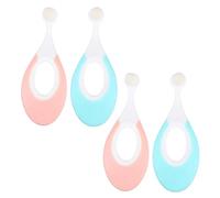 Anneome 4pièces Lot De Brosses à Dents Pour Garçon Fille Manche Ergonomique Et Anneau De Dentition Pour Nourrissons Et Tout-petits