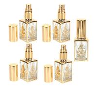 Anneome 5 Pièces Flacon de Parfum Vintage Rechargeable en Verre 10ml Doré | Format Mini, Ouverture par Rotation Directe, pour Cologne et Lotion, Usage Pratique Étagère ou Commode