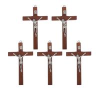 Anneome 5 Pièces Pendentifs Croix Bois Jésus Charms Collier Chrétien Légers pour Fabrication de Bijoux Religieux Accessoires de Foi Catholique Foncé