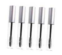 Anneome 5 Pièces Tube Mascara Vide Transparent avec Bouchon Argenté Lot de Flacons Vides pour Crème Cils et Maquillage Yeux Format Voyage Pratique et Réutilisable