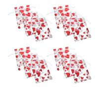 Anneome 50 Paquet en Maille Rouge de Cœur avec Fermeture à Cordon pour Emballage Présent, 50 Pièces, Design Élégant Doré, pour Fête Saint-valentin