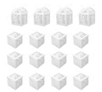 Anneome 50 Pièces Boîtes à Bonbons Mariage Blanches Creuses Motifs Marié et Mariée Boîtes à Dragées Papier Décoratives pour Fête Noces et Anniversaire