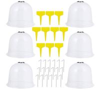 Anneome 6 pièces Cloche de Jardin Transparente avec Piquets et Étiquettes Protection Antigel Réutilisable pour Semis et Culture Potager Couleur Aléatoire Couleur Aléatoire
