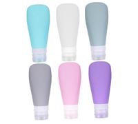 Anneome 6 pièces Lot de Flacons Voyage Silicone Étanches Contenants Cosmétiques Rechargeables Légers pour Lotions Shampoing Maquillage Couleurs Assorties pour Valise Cabine