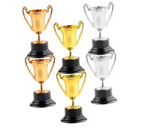 Anneome 6 pièces Lot de Trophées Plastiques Format pour Récompenses Coupes Dorées Argentées et Bronzes Accessoires pour Compétitions et Décorations de Jeux Réutilisable