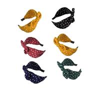 Anneome 6pièces Serre-têtes à Nœud Pour Femmes Motifs Variés Pois Nœuds Léopard Couleurs Jaune Rouge Noir Rose Vert Kaki