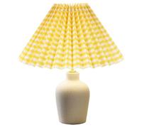 Anneome Abat-Jour Plissé Cylindrique 24 CM en Tissu Jaune à Carreaux Accessoire pour Lampe de Chevet Décoratif Compatible Lampes de Table et Plafonniers Éclairage Doux pour Chambre
