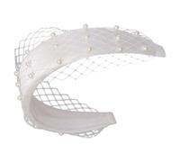Anneome Bandeau Épais en Éponge à Perles Blanc, Large Serrage-tête en Tissu Velours Mousse, Accessoire Coiffure Femme, Bandeau Cheveux Féminin pour Cérémonie et Usage Quotidien