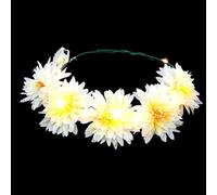 Anneome Bandeau Lumineux LED Hawaïen en Tissu Taille Unique Couleur Blanc Cassé Guirlande Lumineuse Chaude Accessoire de Coiffure Décoratif pour Fête Carnaval et Festival