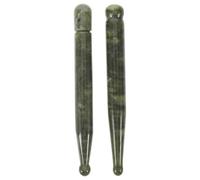 Anneome Bâton de Massage en Jade Naturel 2 Pièces pour Visage et Yeux, Outil Facial Gua Sha Manuel, Stylo D’acupression Léger Vert Clair pour Soin des Rides et Détente Musculaire