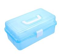 Anneome Boîte à Outils Portable Boîte de Rangement Compacte et Empilable 3 Couches en Plastique Bleu pour Outils, Papeterie et Matériel Artistique