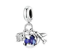 Anneome Bracelet de Charme Voyageur avec Pendentif Globe et Charm Caméra Accessoire pour Création de Bijoux pour Diy