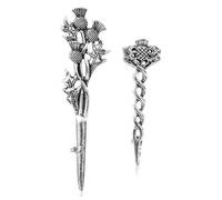 Anneome Broche de col de chemise 2 pièces en alliage, broche écossaise avec design élégant de fleur de chardon, résistant rouille, pour vêtements et kilts