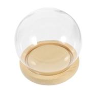 Anneome Cloche en Verre Transparent avec Socle en Bois Massif Dôme Décoratif pour Fleurs Stabilisées Couvercle Anti-Poussière de 18 CM Vitrine Élégante pour Décoration Intérieure et