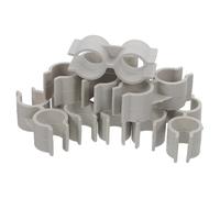 Anneome Collier de Serrage en Plastique Beige 20 Mm pour Fixation Balai et Pelle, Lot de 20 Pièces, Pince Double Port pour Tuyaux, Accessoire de Fixation Polyvalent pour Outils à