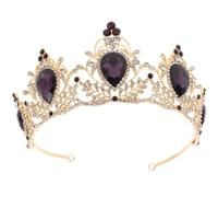 Anneome Couronne Baroque Pourpre Accessoire Cheveux Rétro Élégant en Alliage et Cristaux sans Décoloration, pour Mariage et Festival