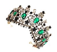Anneome Couronne de Mariée Baroque Vintage Vert et Or Ancien Diadème Élégant Accessoire Cheveux pour Mariage Fête Bachelorette et Photographie