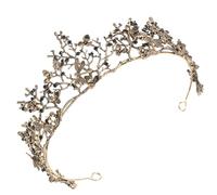 Anneome Couronne de Mariée Vintage en Alliage Couleur Bronze Antique Pierres Noires Diadème Décoratif pour Cérémonie Bal de Promo et Séance Photo Accessoire Élégant pour Femme