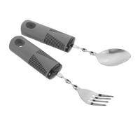 Anneome Couverts Adaptatifs Anti-tremblements pour Personnes Âgées Acier Inoxydable Fourchette et Cuillère Flexibles Ustensiles Ergonomiques pour Repas Assistés