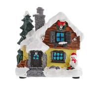 Anneome Décoration de Noël Mini Chalet en Résine, Maison Lumineuse sans Piles, Accessoire Festif pour Sapin et Table, Ambiance de Fête Noël et Nouvel an, Petit Chalet Décoratif