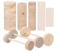 Anneome Ensemble de Roues en Bois Brut 28/35/45 MM 30 Pièces Bâtons en Bois 150X5 MM 16 Pièces et 100X5 MM pour Bricolage Créatif Décoration Artisanale Accessoires de Roues