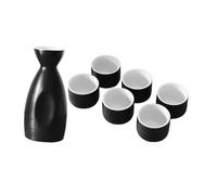 Anneome Ensemble de tasse en pot à vin chauffe-saké gobelet à eau gobelets à saki verres à vin carafe à saké japonaise tasses à saki japonaises céramique Noir