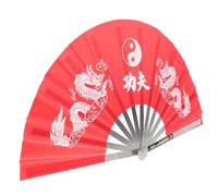 Anneome Éventail Pliant Tai Chi Acier Inoxydable Ventilateur à Main Portable pour Danse Arts Martiaux Performances et Festivals Accessoire Décoratif Rouge