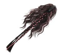 Anneome Extension Queue de Cheval Tressée Colorée Clip Femmes Postiche Synthétique Léger et Naturel Perruque Demi-queue Ondulée Extension Cheveux Bouclés Clips Effet Naturel Châtain