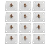 Anneome Lot de 12 Plaques D'assemblage Métalliques 6x6 Cm 1,5 Mm D'épaisseur Écrou M8, Supports de Pieds pour Canapé et Lit, Fixations Robustes pour Meubles, Adaptées Salon et