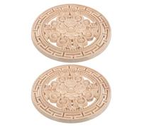 Anneome Lot de 2 Appliques en Bois Sculpté Naturel à Motif de Fleurs 20X20 CM Décoration Murale Artisanale Européenne Ornements Vintage pour Meubles Portes Têtes de Lit et Intérieurs