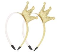Anneome Lot de 2 Bandeaux pour Petites Filles Couronnes Dorées Brillantes Serrage-Têtes Légers en Paillettes Accessoires de Fête pour Cheveux D’Anniversaire et Cérémonies Décorations