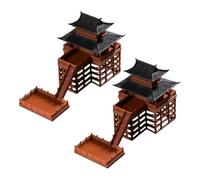 Anneome Lot de 2 Figurines Miniatures de Jardin Féerique en Résine, Maison Chinoise sur Pilotis à Deux Étages Petite Taille 6,5 X 6 X 5 Cm, Décor Zen pour Bonsaï, Micro-Paysage