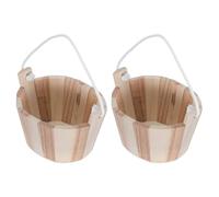 Anneome Lot de 2 Seaux en Bois pour Sauna 12,5 Cm Mini Seaux à Sels de Bain pour Spa et Accessoires Sauna Naturels et Polyvalents pour Hammam et Bain