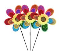 Anneome Lot de 3 Moulins à Vent D’Extérieur à Double Couche Scintillants Décoration Colorée pour Jardin et Pelouse Ornements Lumineux pour Espaces Extérieurs Accessoire Décoratif