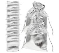Anneome Lot de 30 Petits Paquet Présents en Tissu Argenté 9x12 Cm à Cordon, Sachets Pratiques pour Bijoux, Bonbons et Fêtes, Pochettes Multifonctions pour Mariage et Emballage Présent